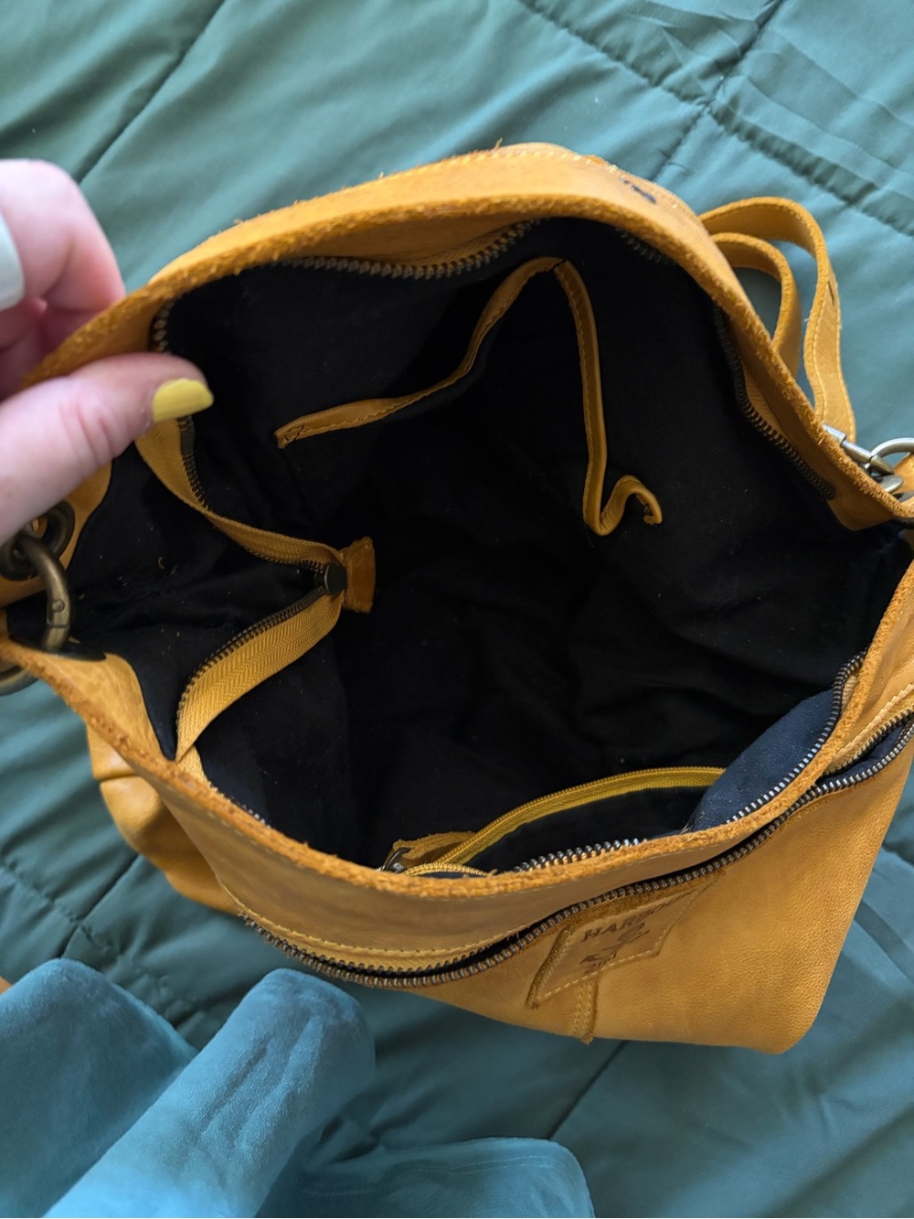 Harbour 2nd Anchor-Emblem Mustard Leather Hobo Bag - Picture 6 of 9